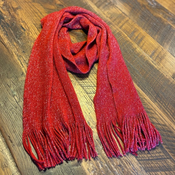 Long Red & Silver Sparkle Scarf - like-new, never worn - Picture 1 of 6